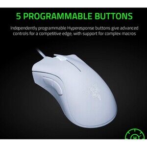 Razer DeathAdder Essential Wired Optical Gaming Mouse White 6400 DPI